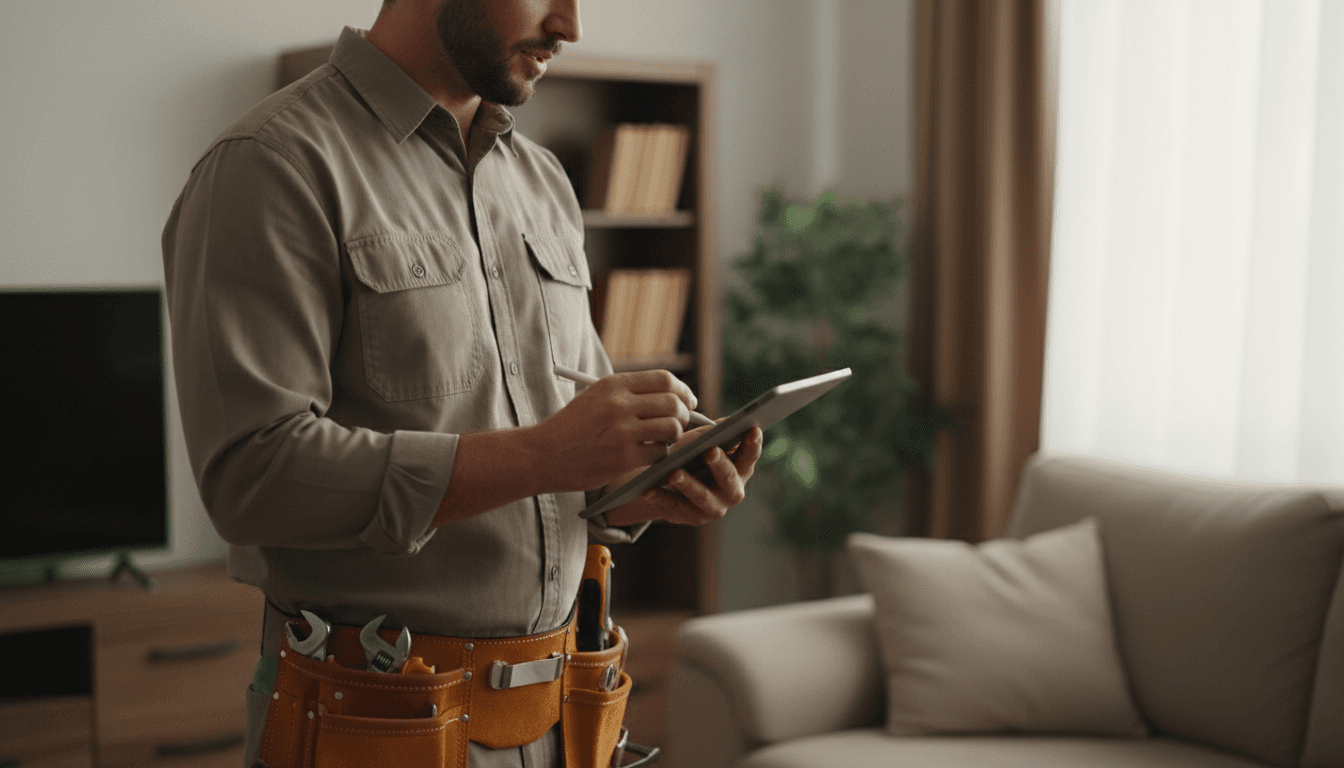 Handyman discussing project details with customer over phone call in Boston