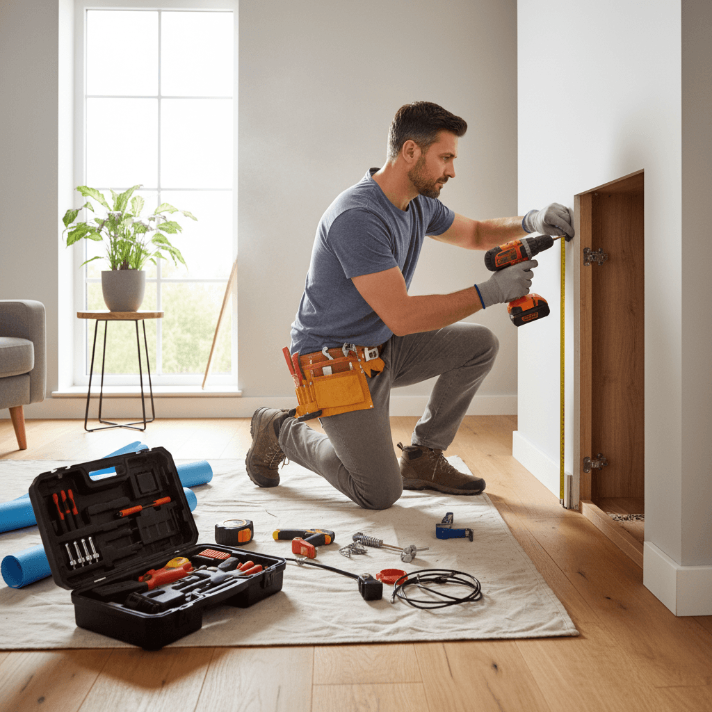 Handyman performing interior repair work