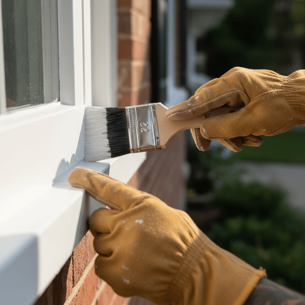 Exterior house painting showing quality finish on trim and fascia